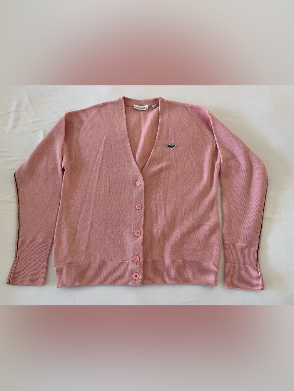 Lacoste Dusty Pink V-Neck Button Cardigan